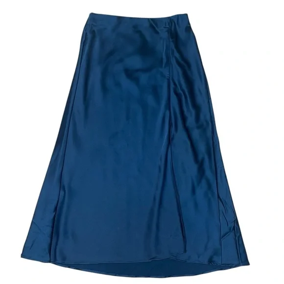 a new day jewel sapphire blue satin midi skirt women's medium - Picture 5 of 12